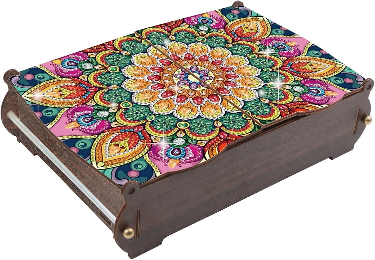 Diamond Painting Organizer Case Mandala Diamond Art Organizer Box Mandala Gem Art Gem Painting Storage Box Embroidery Mosaic Kits for Adults Storage Case 24.8×10×15.9×6.8cm/9.76×6.25×2.67in
